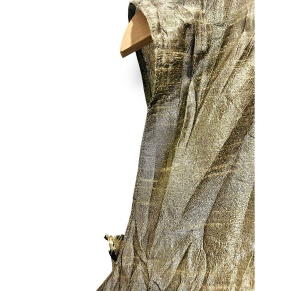 Chez Vous de France Y2K Bronze Sleeveless Ruffle Trim Boho Top Size Large - Picture 6 of 13